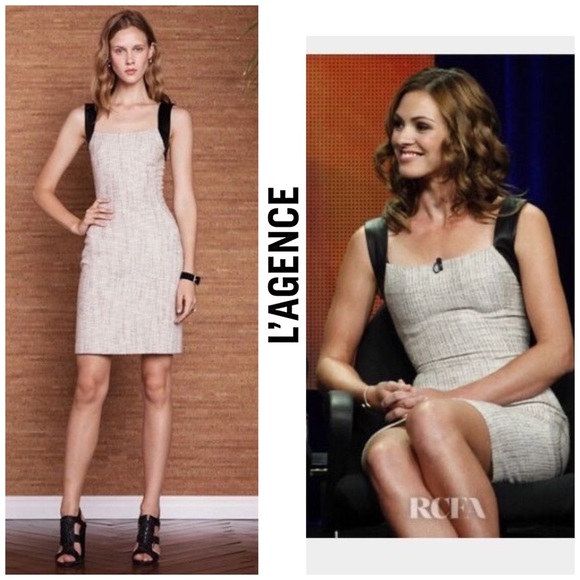 L'AGENCE Dresses & Skirts - NEW L’AGENCE Tweed Leather Strap Sheath Dress